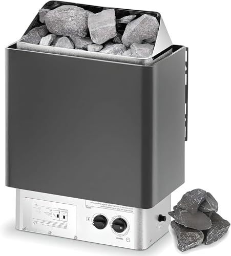 Calentador eléctrico de sauna, estufa de calefacción de acero inoxidable con temporizador y control de temperatura, horno de sauna de baño húmedo y seco para el hogar, hotel, spa.