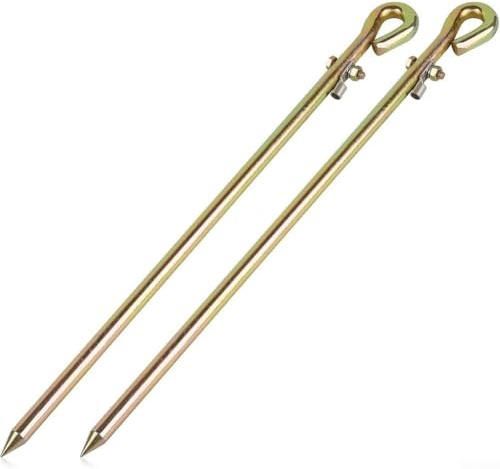 Tragbare Erdungsstange mit gerolltem Erdspieß und Gewindeanschluss zur Erdung für Elektrozaun, Satellitenschüssel und verschiedene Outdoor-Ausrüstung (2 Stück)