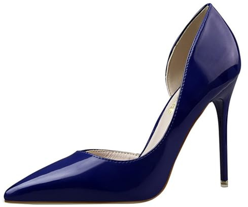 Hixingo Escarpins Femme Talon Aiguille 10.5 cm, 34-43 Escarpins Femme Talon Haut Confort Élégants Aiguilles à Talons Hauts Bout Pointu pour Mariage, Soirée et Cérémonie (638-5 Bleu Roi,34)