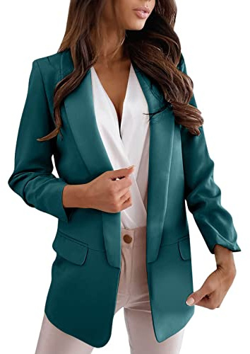 Blazer dam business casual, öppen blazer långärmad elegant kofta | Blazer dam elegant, normal passform fritidsblazer med fickor enfärgad kontorsjacka höst kofta med