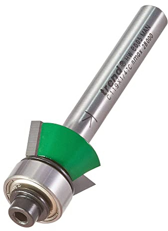 Trend CraftPro Self-Guided Bevel Trim Router Cutter Bit, 1/4 Inch Shank, 18.5mm Diameter, 65 Degree Angle, Tungsten Carbide Tipped, C119X1/4TC