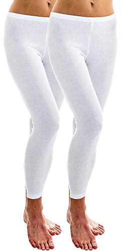 HERMKO 1720 2er Pack Damen Legging aus 100% Bio-Baumwolle, Legging, Farbe:weiß, Größe:40/42 (M)