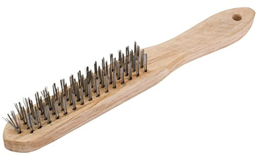 Draper Redline 4 Row Wire Scratch Brush | 290mm Rust Removal Tool | Wooden Handle | Paint Removal | Cleaning Hand Tools | 68723