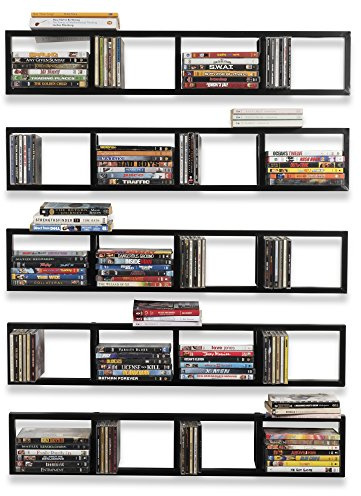 You Have Space Black Floating Shelves for Wall, 34 Inch Video Games CD DVD Storage Shelves, Cube Storage Organizer Shelf Set of 5