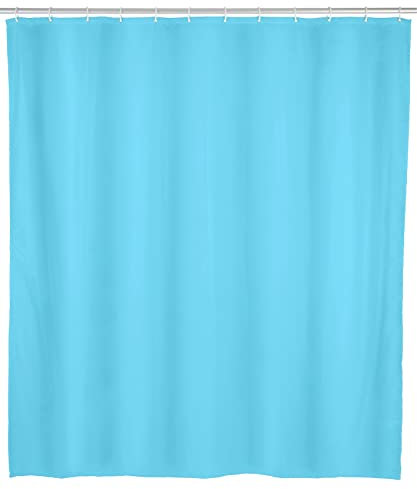 Allstar Duschvorhang Zen, Vorhang aus pflegeleichtem, umweltfreundlichem und recyclingfähigem Kunststofffilm, wasserabweisend, verstärkte Lochleiste mit rostfreien Metall-Ösen, 120 x 200 cm, Blau