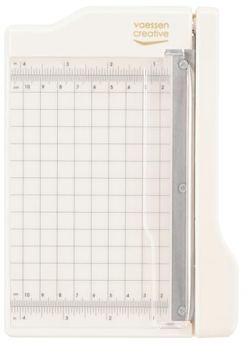 Vaessen Creative 2137-056 Mini Ghigliottina, 10 x 15 cm, Taglierina per Carta, Cartoncino, Gomma crepla, Feltro, Fogli di Sughero e Altri Materiali per Hobby Creativi, Vinile Plastica, Bianco