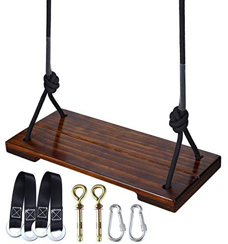 Balançoire Enfant Adulte en Arbre Siège Bois Portique Assise Swing Extérieur Max Poids 200kg