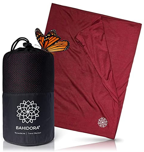 Bahidora® Manta de Viaje 200x150cm. Manta de Camping para Exteriores Fabricada con Material Coolmax - Ideal como Accesorio de Viaje. Tamaño de la Mochila pequeño, Suave y Transpirable