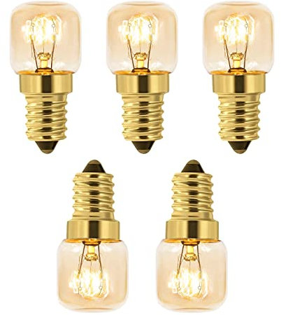 5 Stück Backofenlampe E14 T22 Kapsel, 80LM Dimmbar, 220-240V Warmweiß 2700K, Bis 300°C Hitzebeständiges, Für Salzlampe, Grillöfen, Mikrowelle, Kühlschränke, Nähmaschine, Dunstabzugshaube