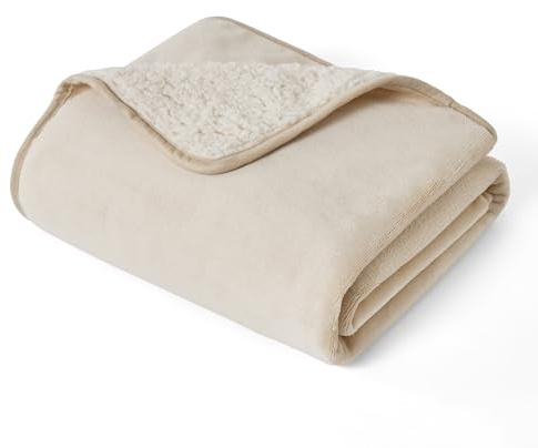 Bedsure Cat Blanket for Indoor Cats - Waterproof Calming Cat Blankets for Kitten, Sherpa Fleece Pet Blanket, Soft Plush Reversible Throw Furniture Protector, 35x25, Cream