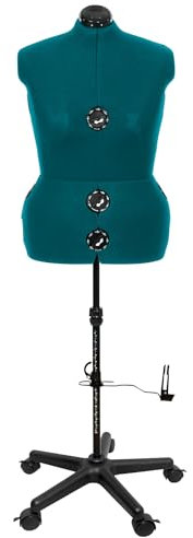 Schneiderpuppe mit Rollen verstellbar Scheiderbüste Nähpuppe Torso (XL (ca. 56 - 60) Jade)