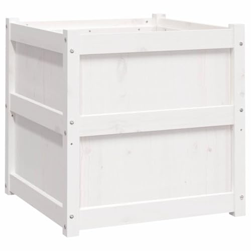 vidaXL Odlingslåda vit 60x60x60 cm massiv furu, hög odlingslåda, odlingskruka, blomkrukor, höga odlingslådor, odlingskrukor, blomkruka, utomhuskruka