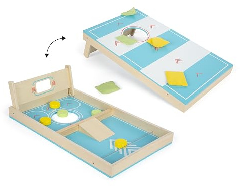 Small Foot Jeu de Cornhole et de Sling Puck « Active » en Bois, à partir 5 Ans, 12481, Coloré