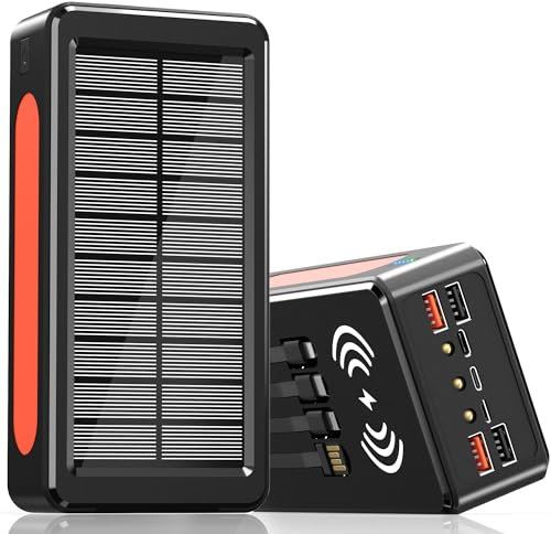 56800mAh &65W Huge Capacity Solar Power Bank Portable Charger, Fast Charging Phone Charger, 11 Charging ports, Digital Display& Bright Flashlight, for iPhone,Tablets