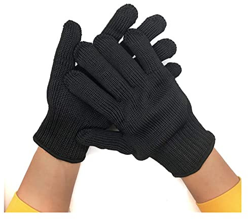 Guantes Anti-Corte, Guante de seguridad Nivel 5 Anti-corte Negro A prueba de puñaladas Alambre resistente Metal Trabajo Jardín Cocina Hogar Trabajo Guantes de protección Transpirable, resistente al ac