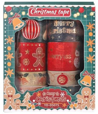 Nastro Adesivo Washi Natalizio | Nastro Adesivo Washi Vintage Bohémien Nastro Da Regalo Natalizio | Confezione Di Nastri Per Albero Di Natale, Confezione Di Nastri Washi Colorati Per Scrapbooking, Con