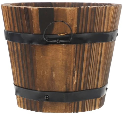 Lpitoy Mini Jardinières en Baril De Seau en Bois, Conteneur De Pots De Jardinières De Fleurs Rustiques pour Décoration Intérieure Extérieure De Maison, Petits Pots De Plantes