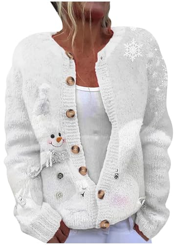 Christmas Cardigans for Women UK Ugly Christmas Sweaters Jackets Chunky Knit Cable Open Front Long Sleeve Cardigan Funny Novelty Graphic Button Cute Jacket Fall Winter Coats Outwear