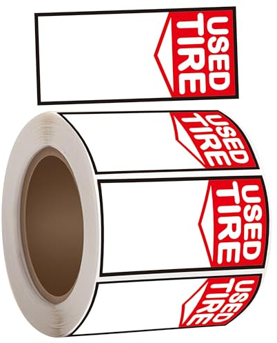 Lot de 250 étiquettes d'inventaire de pneus usagées pour roues - Rouleau d'autocollants pour réparation de pneus de voiture, magasin de détail (rouge)