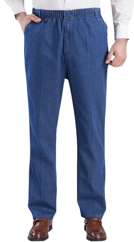 Bauzuoyo Jean pour homme avec taille élastique et sergé - Pantalon de loisirs - Taille haute - Avec poches - Léger et respirant - Décontracté - Couleur unie - Coupe ajustée