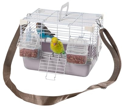 Jaula para loros | Caja de transporte portátil para periquitos, con asa de transporte y accesorios robustos para animales pequeños, transpirable, para pequeños animales de viaje, cacatúas, cabezas de