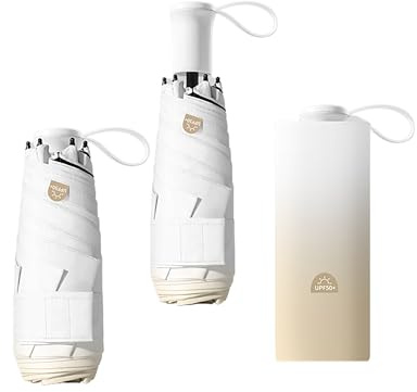 Mini Couleur Dégradée Parapluie Pliant de Voyage Avec Poignée Télescopique Intégrée Cachée,Petit Umbrella de Poche pour Femmes Enfant,6 Baleines,Ultra Léger Compact,Anti UV,Déperlant,Soleil