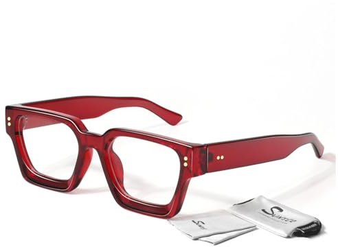 Oversized Thick Square Fake Glasses for Women Men,Fashion Preppy Clear Lens Eyeglasses with 100% UV400 Protection
