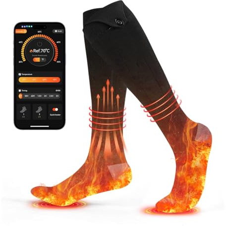 Heating Socks for Men and Women - Carbon Fibre Intelligent Thermal Winter Socks with 4-Temperature Settings, Battery Powered Machine Washable for Outdoor Sports, Hiking, Skiing