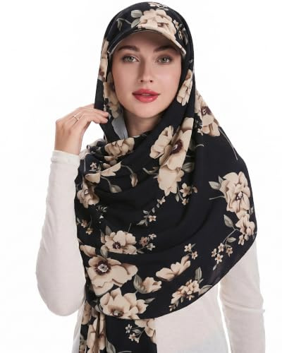 ZLYC Écharpe musulmane hijab avec parapluie, prête à l'emploi, pour femme