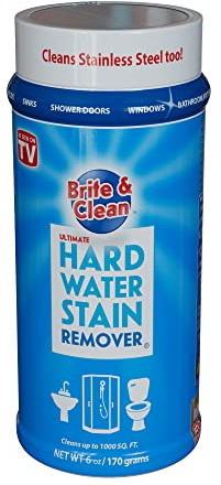 Brite & Clean® (Bright & Clean) Ultimate Hard Water Stain Remover® for Glass, Shower Doors & Windows – Removes Mineral Deposits from Granite, Porcelain, Tile, Stainless Steel & Chrome