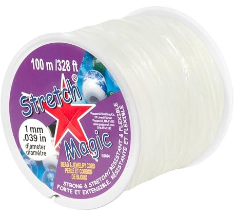 Stretch Magic Elastic Beading Cord – Clear Color, 1mm in Diameter, 100-Meter (328 ft) - Easy to Knot, Strong & Stretchy String for Making Beaded Jewelry