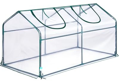 Quictent Mini Greenhouse, Portable Quick-Setup Small Tabletop Waterproof UV Protected PVC Cover Shelter for Outdoors/Indoors W/ Raised Base for Garden Plant Seed Starting, 71x36x36 Clear