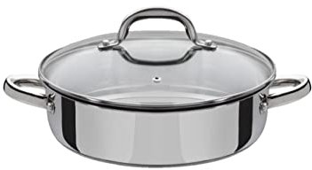 GSW 990066 Montreal Servierpfanne mit Glasdeckel, Edelstahl - 38 x 25,5 x 12 cm, Silber