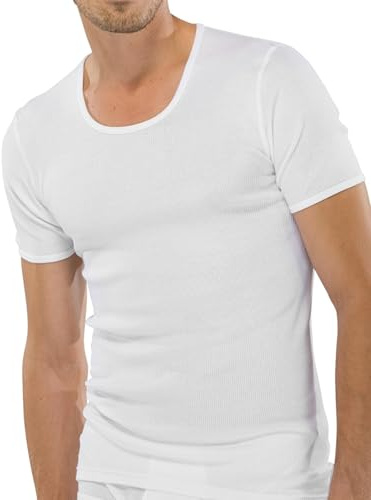 Schiesser Original Classics 005122/100 Fine Rib T-Shirt Crew Neck Plain White, White (100-White), L