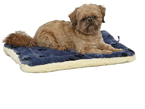 MidWest Homes for Pets 40224-FVBLS Lit réversible pour Chien 59,69 x 43,18 x 7,11 cm (L x l x H) pour Les Races de Chiens de Petite Taille, Lavable à la Machine ; Motif Pattes ; Bleu/crème