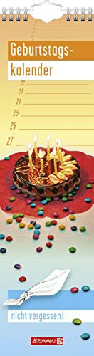 BRUNNEN 1070474 Wandkalender/Geburtstagskalender Modell Nicht vergessen (1 Seite = 1 Monat, 95 x 345 mm, Kalendarium immerwährend, Wire-O-Bindung ,mit Aufhänger)