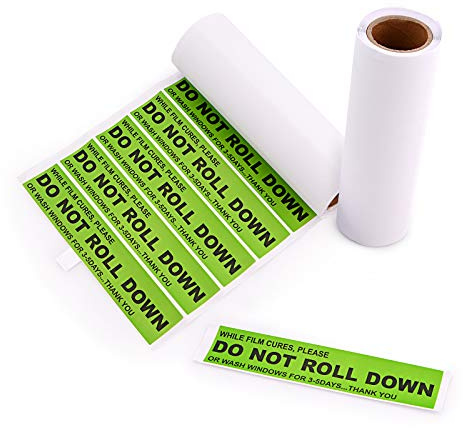 Ehdis 200 Warning Labels, DO NOT ROLL Down Warning Peel and Stick Labels 5x1 for Windows Film Curing Process Professional Tinter - Green