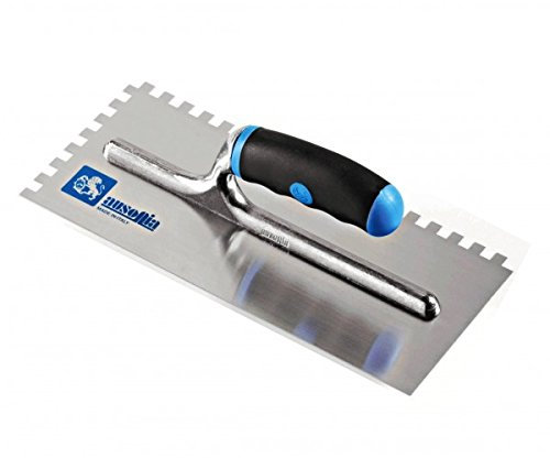 AUSONIA - 42342 LLANA PARA COLA DE 28X12 CON DENTADO DE 12X12 GAUCHE CON MANGO DE GOMA BIMATERIAL Y HOJA DE ACERO