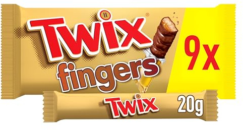 Twix Milk Chocolate Caramel Biscuit Bars Multipack 9 x 20g (180g) | Milk Chocolate with Caramel Crunchy Biscuit Bars, Bulk Snacking Treats, Ideal for Chocolate Essential & Evening Sweets