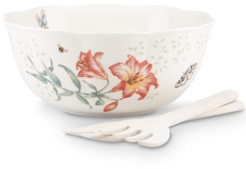 Lenox Butterfly Meadow Salad Bowl & Servers, 4.10 LB, Multi