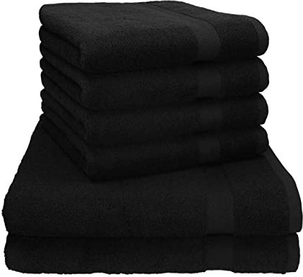 Betz Premium Handtuch-Set - 6 teiliges Handtücher-Set - 2X Duschtücher - 4X Handtücher - 50x100 cm - schwarz