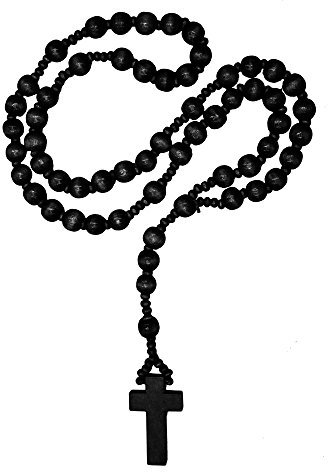 Soul-Cats Rosenkranz aus Holz in DREI versch. Farben braun schwarz Holzperlen Kette Kreuz, Farbe:Schwarz