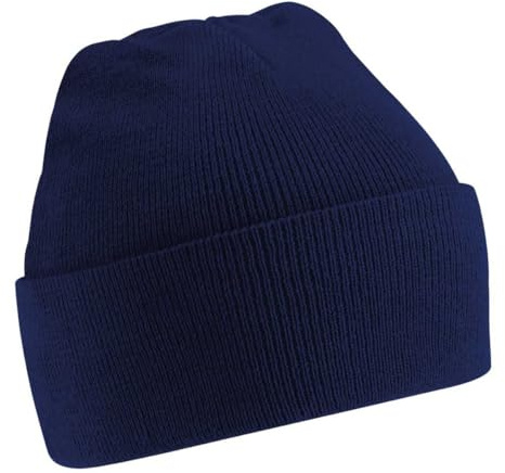New Beechfield Childrens Kids Winter Knitted Beanie Hat French Navy One Size