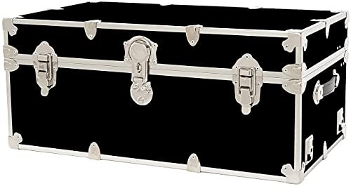 Rhino Trunk & Case Large Armor Camp Trunk - Secure Dorm Storage Chest - Ideal Summer Camp Footlocker - Strong College Trunks Made In The USA - 1000+ Pounds Sitting Capacity 32x18x14 (Black)
