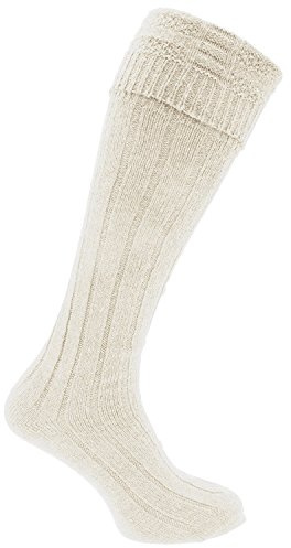 HDUK Mens Socks Paire de chaussettes pour kilt écossais traditionnel Highland pour homme, pour mariage Hogmanay, taille 39-45 - Beige - 39-45