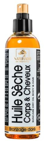 Huile Seche Corps Et Cheveux Bronzage Dore Bio 200ml Naturado