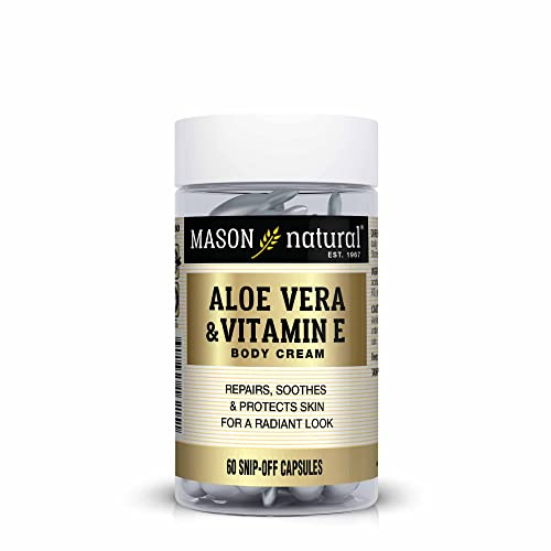 MASON NATURAL Aloe Vera & Vitamin E Body Cream - Premium Skin Conditioning Formula, Beauty Boosting Skin Care, 60 Snip-Off Caps