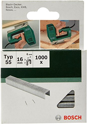 Bosch Accessories 2609255827 Set de 1000 agrafes à dos étroit Type 55 Largeur 6 mm Epaisseur 1,08 mm Longueur 16 mm