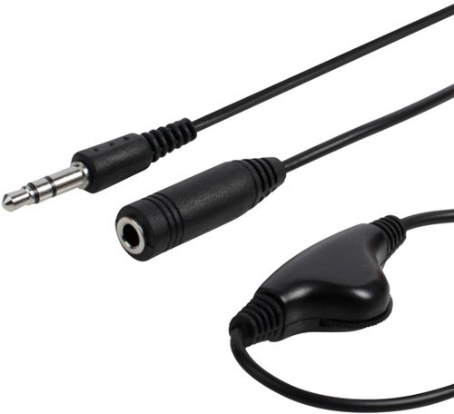 1,2 m – 3,5 mm hörlursförlängningssladd och volymkontroll inline-kontakt till kontaktkabel