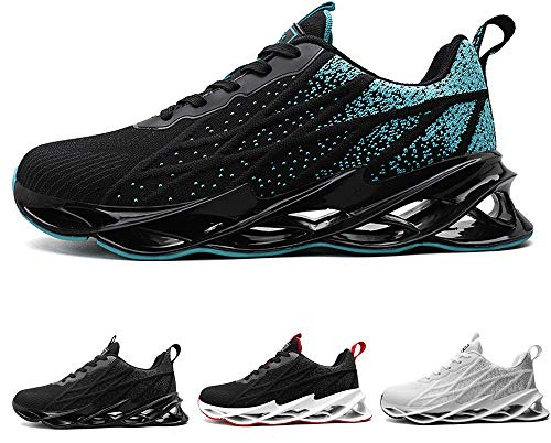 Uomo Moda Scarpe da Ginnastica Corsa Sportive Sneakers Running Fitness Casual Trainers Nero Blu Black Blue 40